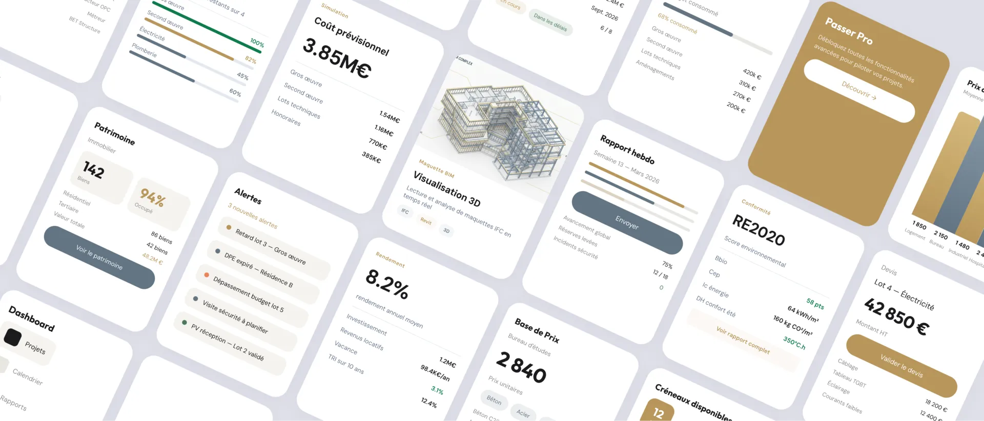 Showcase des secteurs d'activité Agatta · construction, immobilier, bureau d'études